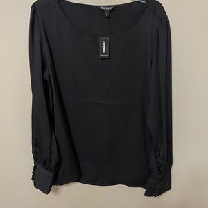 NWT Express Black Blouse w/ Button Sleeves